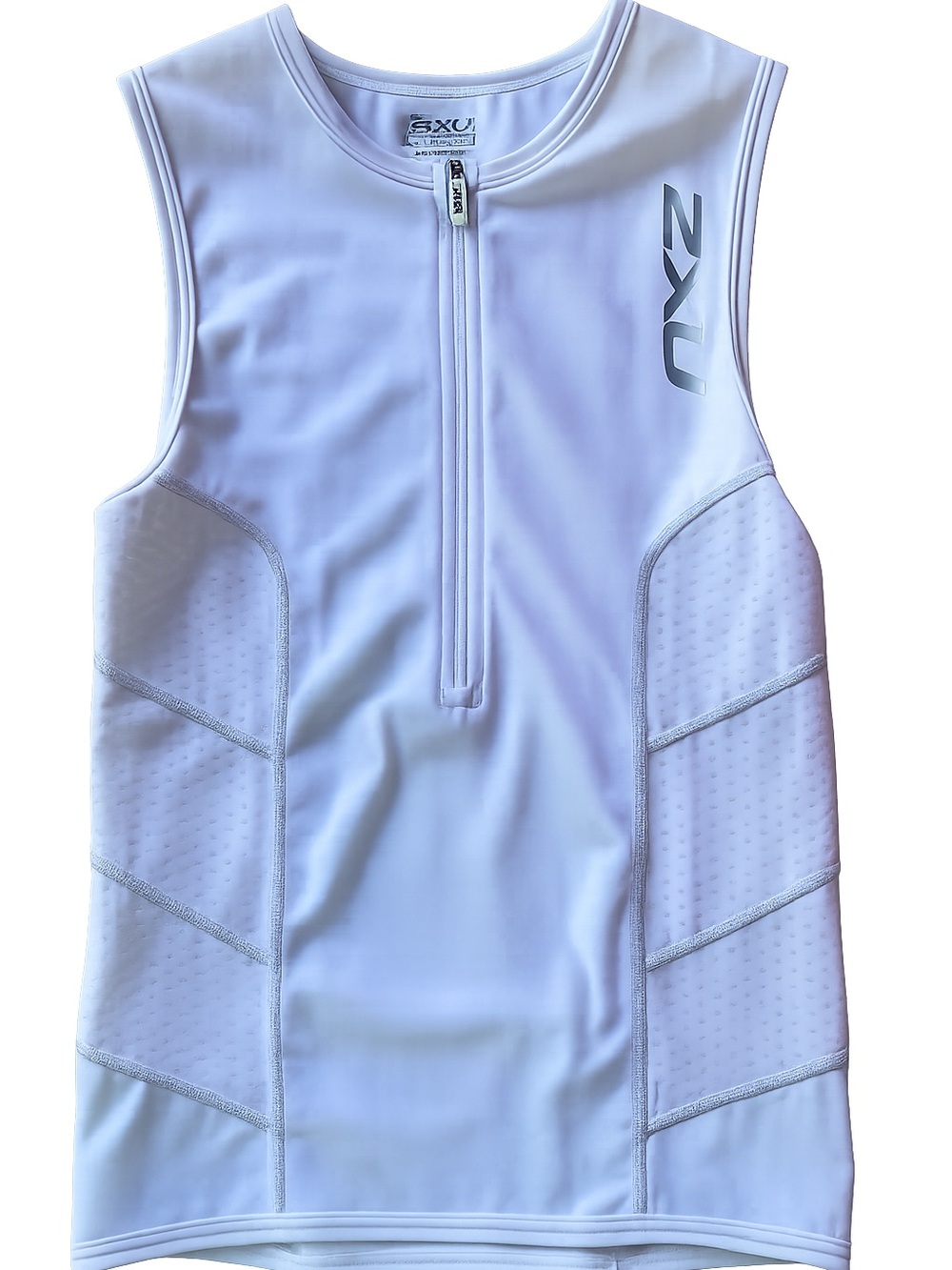 2XU White Compression Tri Top Sleeveless Half Zip